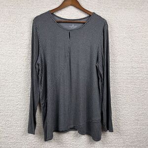 Cuddl Duds Top Womens XL Gray/Black Houndstooth Soft Wear Base Layer Long Sleeve